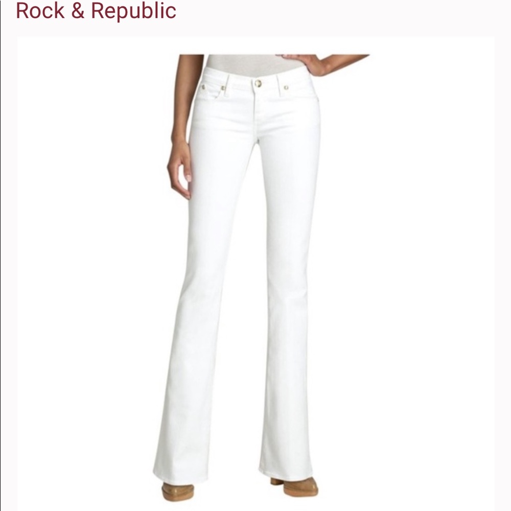 Rock & Republic white jeans w/embellished pockets